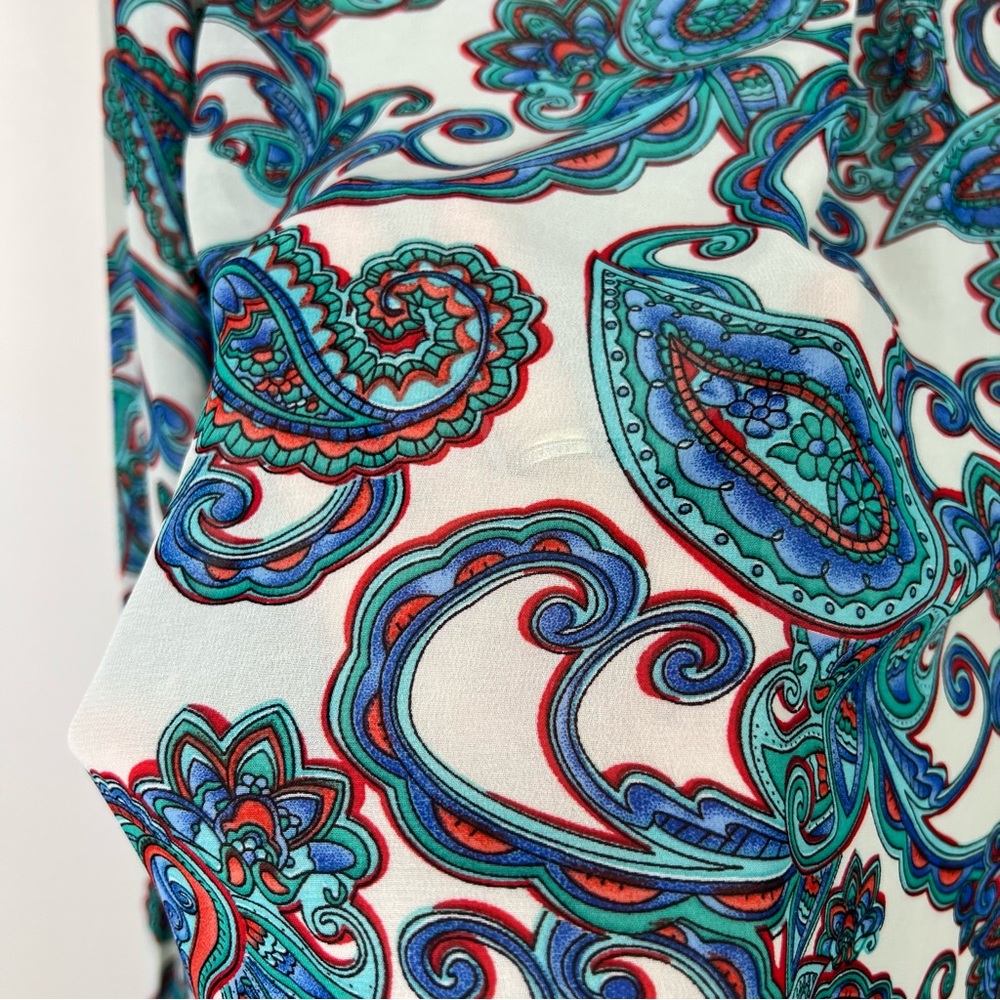 Hitchley Harrow Button Shirt Top Paisley Long Sleeve Lightweight Western Size 12 - Picture 6 of 10